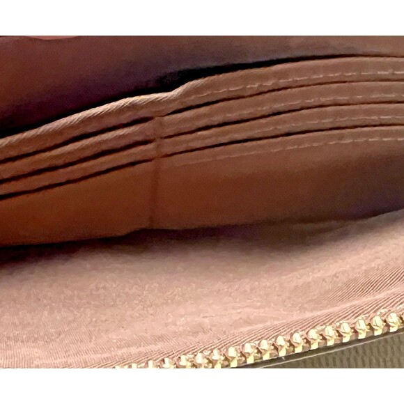 COACH Double Corner Zip Around Wristlet Brown Signature Coated Canvas - Picture 6 of 6